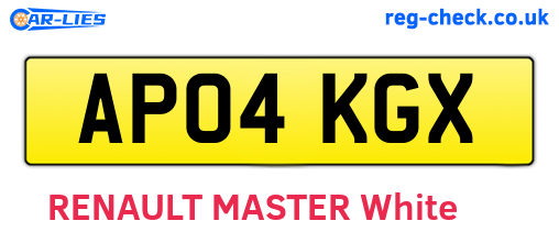 AP04KGX are the vehicle registration plates.