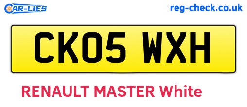 CK05WXH are the vehicle registration plates.