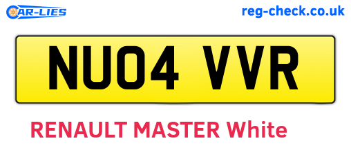 NU04VVR are the vehicle registration plates.