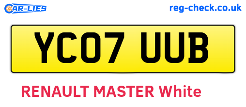 YC07UUB are the vehicle registration plates.