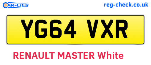 YG64VXR are the vehicle registration plates.