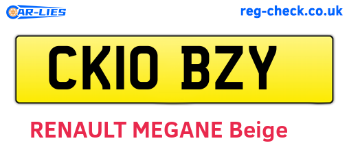 CK10BZY are the vehicle registration plates.