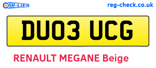 DU03UCG are the vehicle registration plates.