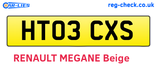 HT03CXS are the vehicle registration plates.