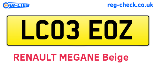 LC03EOZ are the vehicle registration plates.