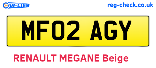 MF02AGY are the vehicle registration plates.