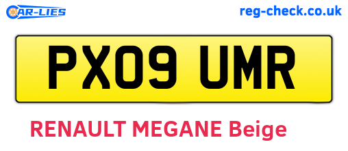 PX09UMR are the vehicle registration plates.
