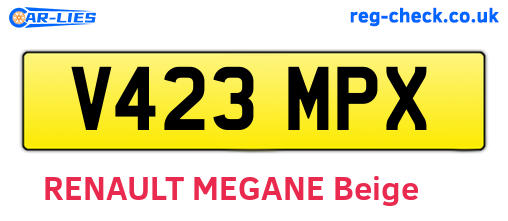 V423MPX are the vehicle registration plates.
