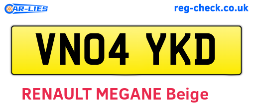 VN04YKD are the vehicle registration plates.