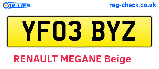 YF03BYZ are the vehicle registration plates.