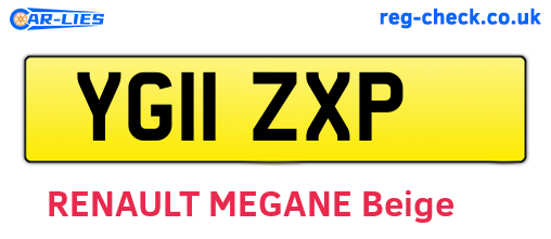 YG11ZXP are the vehicle registration plates.