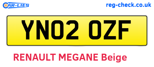 YN02OZF are the vehicle registration plates.