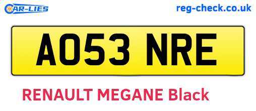 AO53NRE are the vehicle registration plates.
