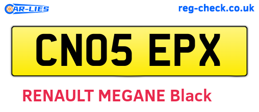 CN05EPX are the vehicle registration plates.