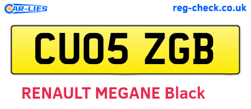 CU05ZGB are the vehicle registration plates.