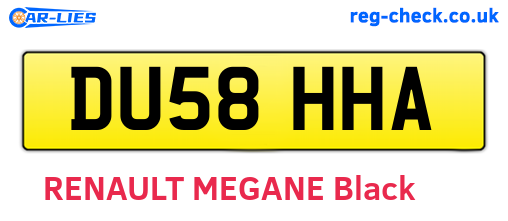 DU58HHA are the vehicle registration plates.