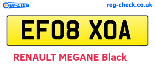 EF08XOA are the vehicle registration plates.