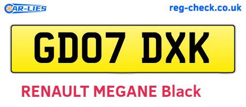GD07DXK are the vehicle registration plates.