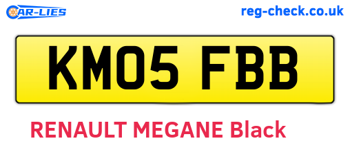 KM05FBB are the vehicle registration plates.