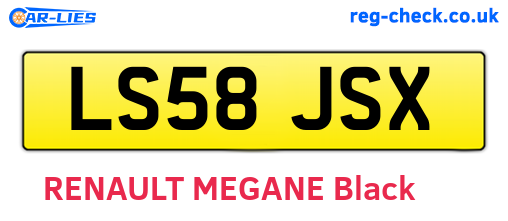 LS58JSX are the vehicle registration plates.