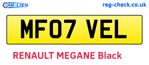 MF07VEL are the vehicle registration plates.