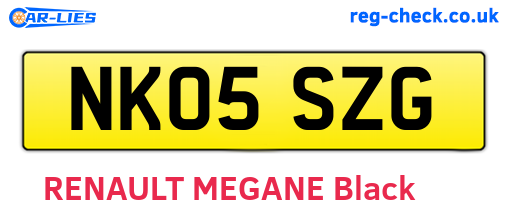 NK05SZG are the vehicle registration plates.
