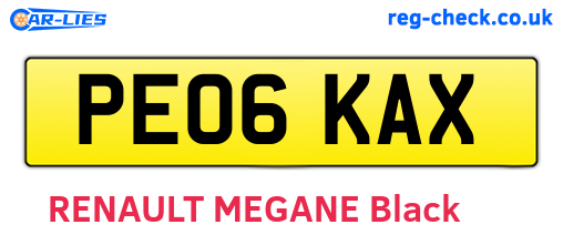 PE06KAX are the vehicle registration plates.