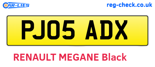 PJ05ADX are the vehicle registration plates.
