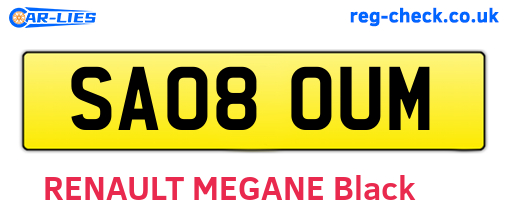 SA08OUM are the vehicle registration plates.