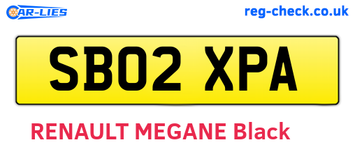 SB02XPA are the vehicle registration plates.