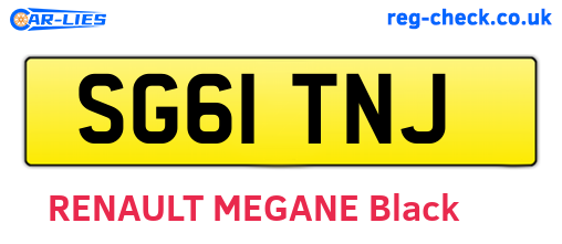 SG61TNJ are the vehicle registration plates.
