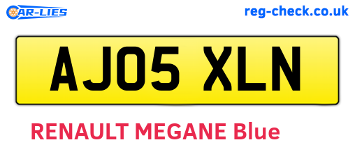 AJ05XLN are the vehicle registration plates.