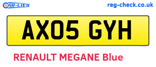 AX05GYH are the vehicle registration plates.