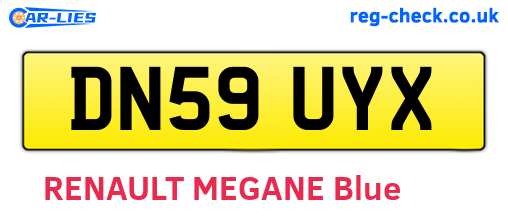 DN59UYX are the vehicle registration plates.