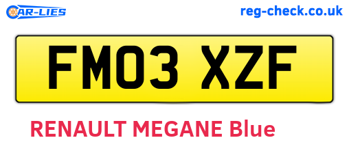 FM03XZF are the vehicle registration plates.