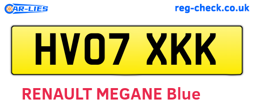 HV07XKK are the vehicle registration plates.