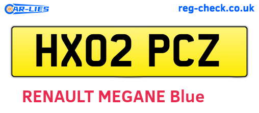 HX02PCZ are the vehicle registration plates.