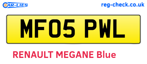 MF05PWL are the vehicle registration plates.