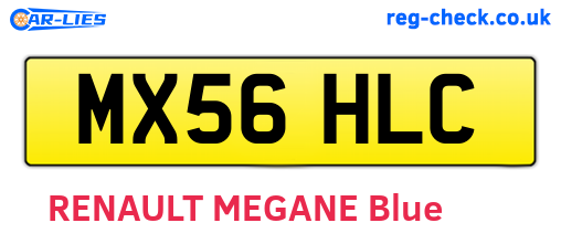 MX56HLC are the vehicle registration plates.