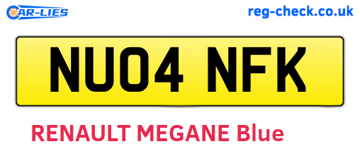 NU04NFK are the vehicle registration plates.