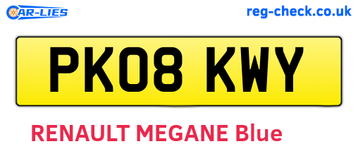 PK08KWY are the vehicle registration plates.