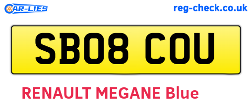 SB08COU are the vehicle registration plates.