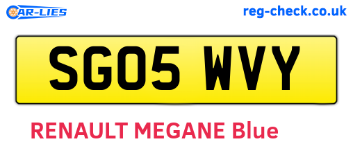 SG05WVY are the vehicle registration plates.
