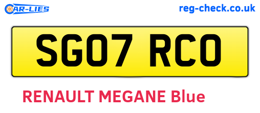 SG07RCO are the vehicle registration plates.