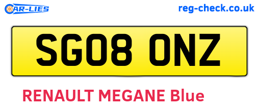 SG08ONZ are the vehicle registration plates.