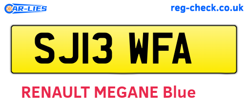 SJ13WFA are the vehicle registration plates.