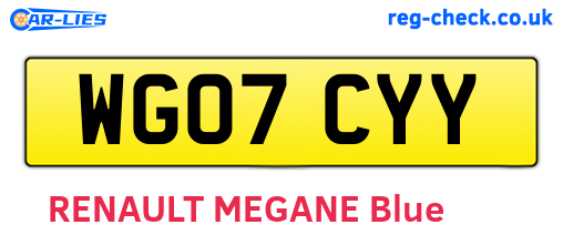 WG07CYY are the vehicle registration plates.