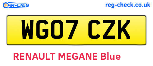 WG07CZK are the vehicle registration plates.