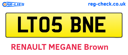 LT05BNE are the vehicle registration plates.