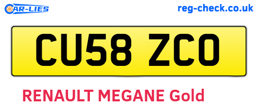 CU58ZCO are the vehicle registration plates.